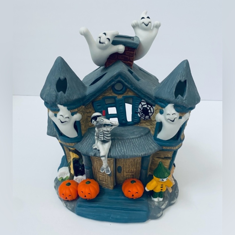 Vintage PartyLite Halloween Haunted House Ceramic Tealight Candle Holder P7311 - Picture 2 of 8